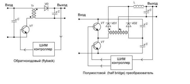 Схема ИИП с ШИМ контроллером для обратноходового и полумостового преобразователей